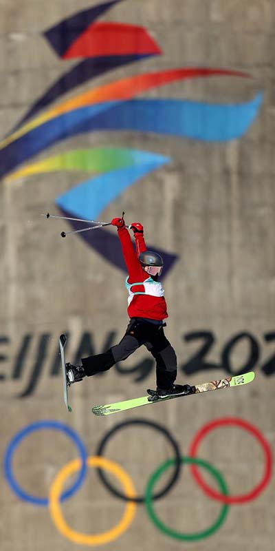 Skier performing a trick at 2022 Winter Olympic Games